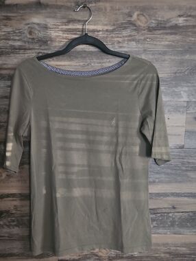 Nautica Olive Green Short Sleeve Crewneck Top